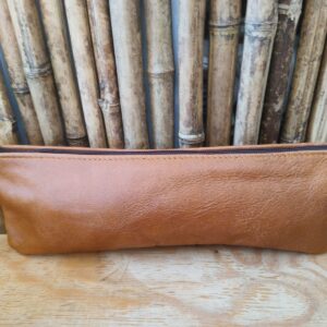 Genuine Bovine Leather Pens and Pencil Bag (Tan)